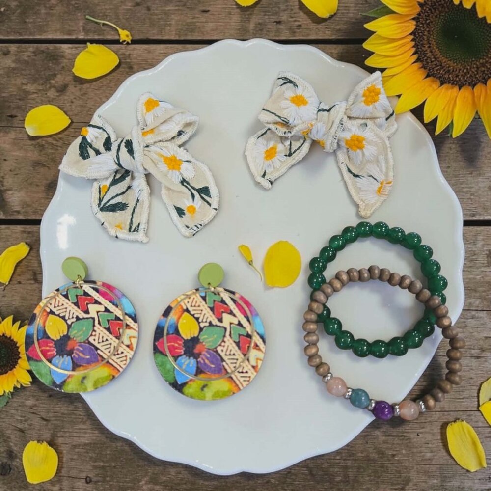 Mommy And Me Sunflower Colorful Earring Set